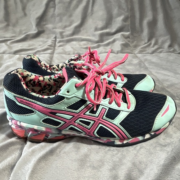 ASICS GEL-FRANTIC 7 T3A6Q‎ Black Mint Pink Camouflage Low Top Sneakers Size 8 main image 8